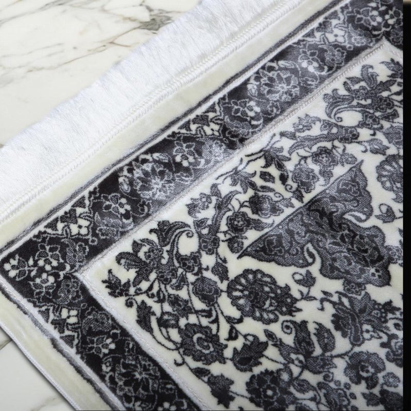 Melen Turkish Acrylic Prayer Mat - Tayba - Gray - Cream - Image 3